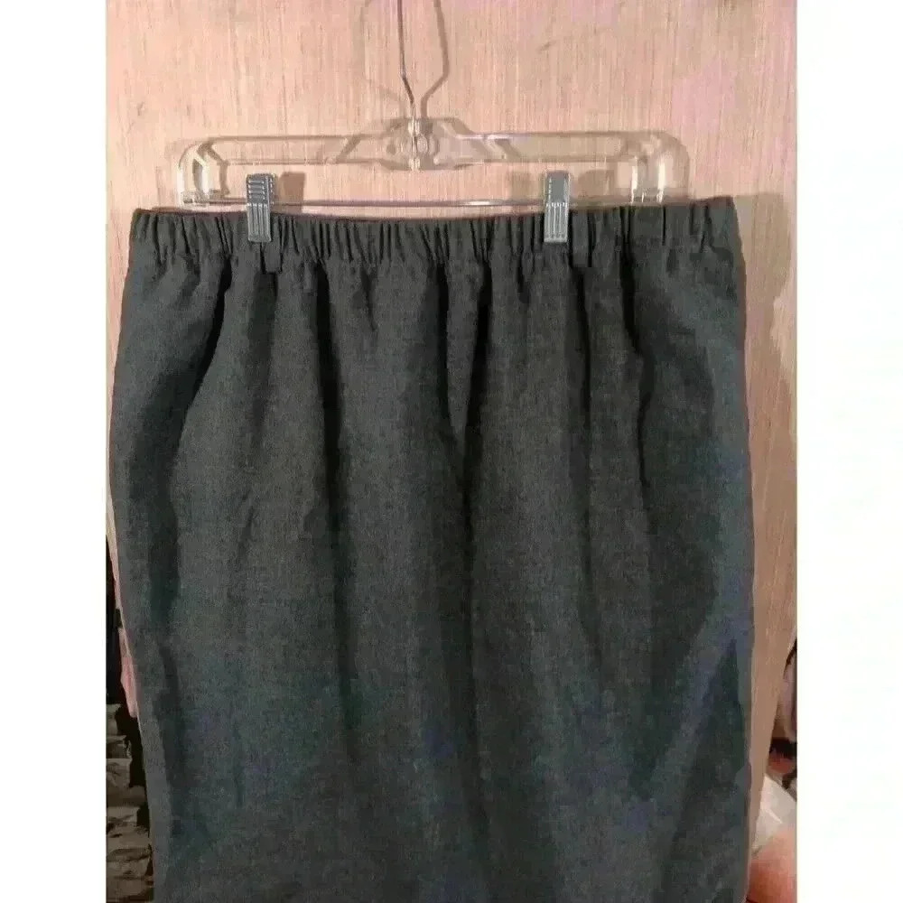 VINTAGE Orvis Skirt Women 20 Gray Polyester A-Line Pull On Elastic Waistband